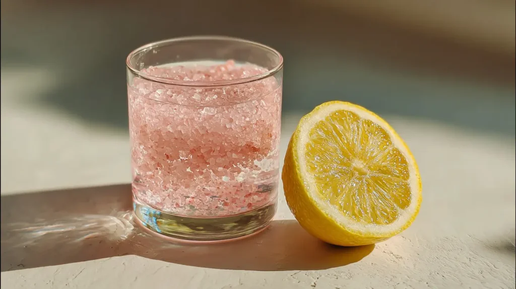 Variante de boisson au sel rose avec citron pour le goût
