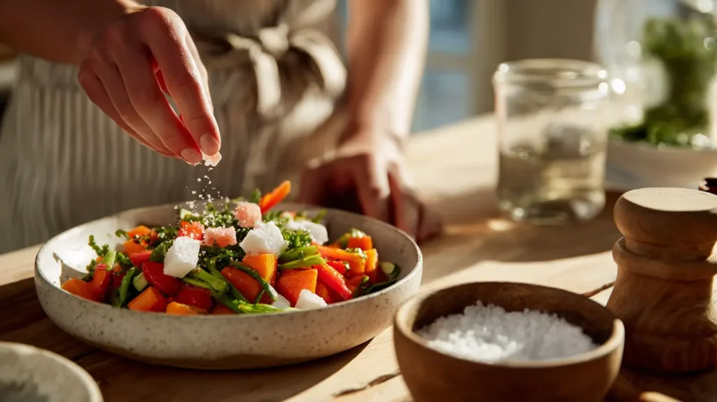 sel rose et sel blanc utilisés en cuisine pour assaisonnement et cuisson