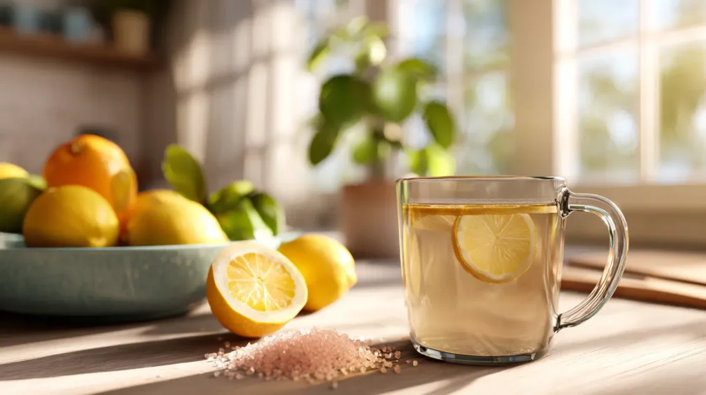 eau citron sel rose intégrée dans une routine alimentaire équilibrée