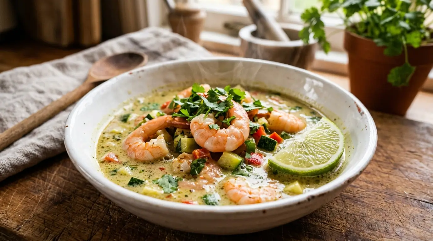 Crevettes au curry coco light et courgette : dîner hyperprotéiné gourmand 38 g de protéines