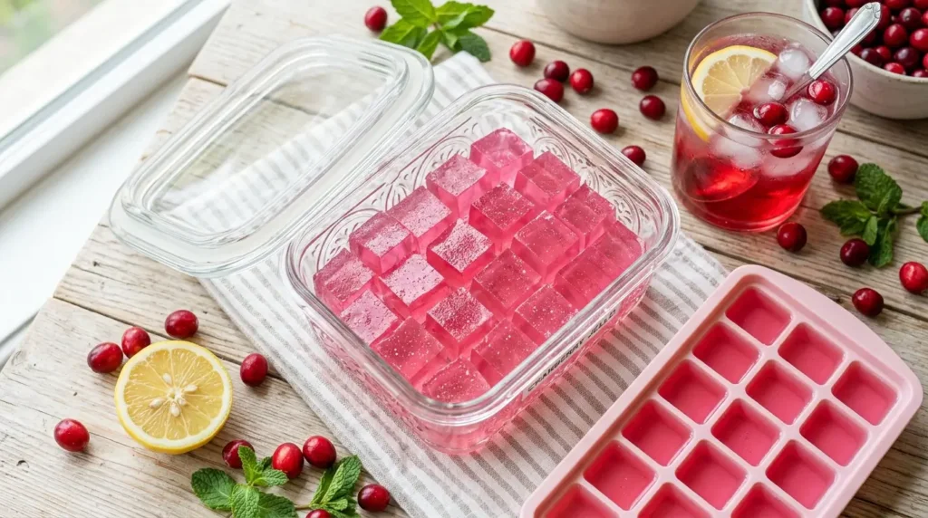 Cubes Pink Ice Trick à la canneberge : recette virale TikTok 2026 du cube de gélatine avant repas