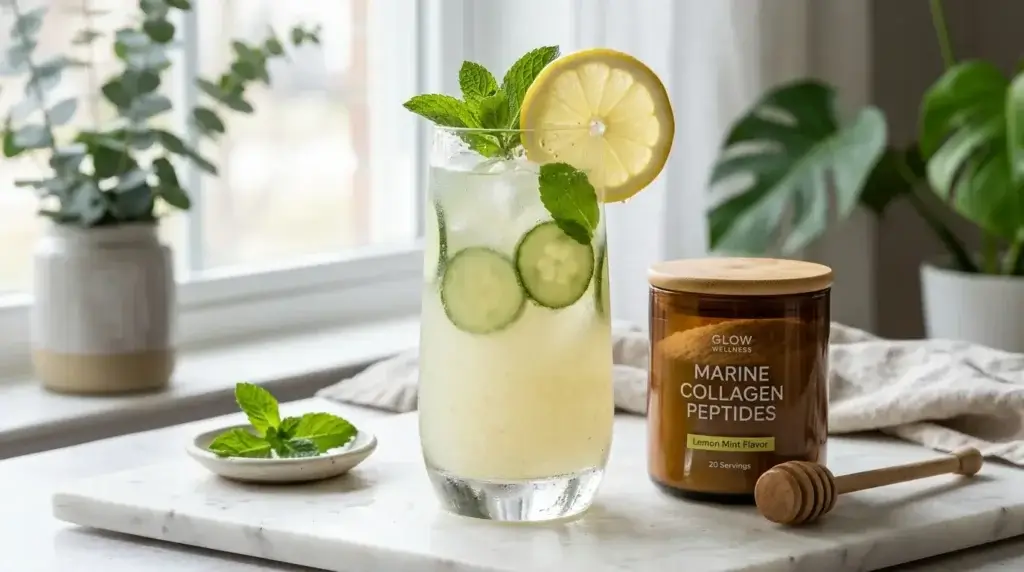 Boisson coupe-faim citron menthe au collagène marin : recette minceur exclusive yumarecette