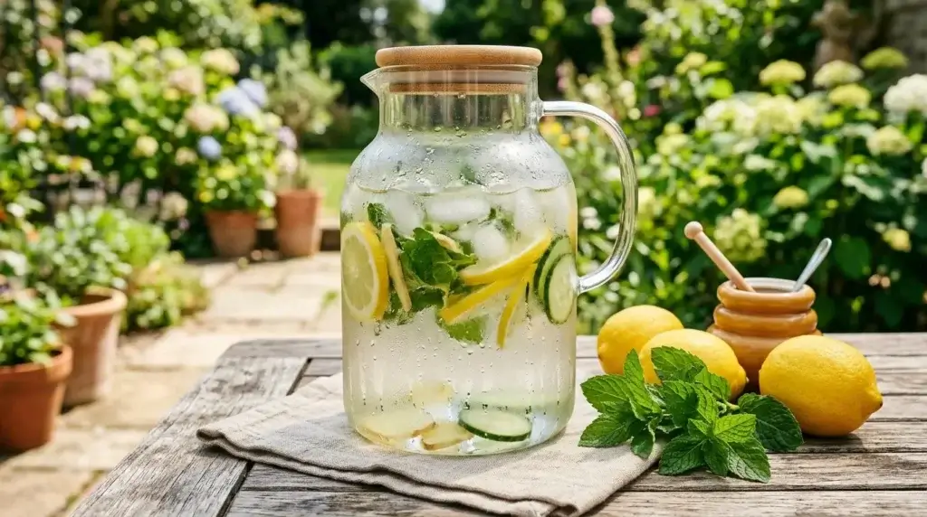 Carafe détox citron menthe concombre hydratation été : boisson minceur drainante pour la journée