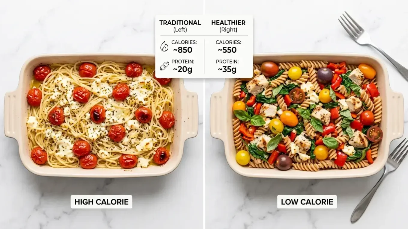 Baked feta pasta maison avec feta tomates et pâtes