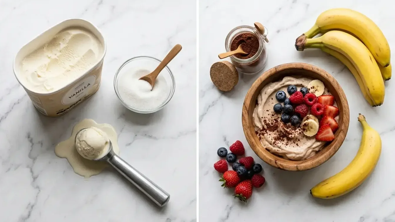 Nice Cream maison préparée avec fruits congelés