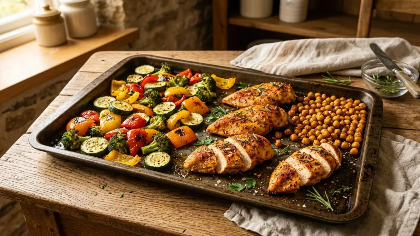 Poulet aux épices avec légumes rôtis