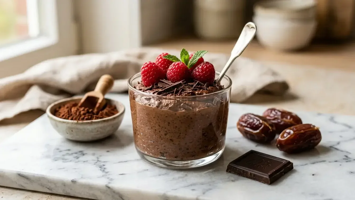 Mousse chocolat et dattes sans sucre raffiné
