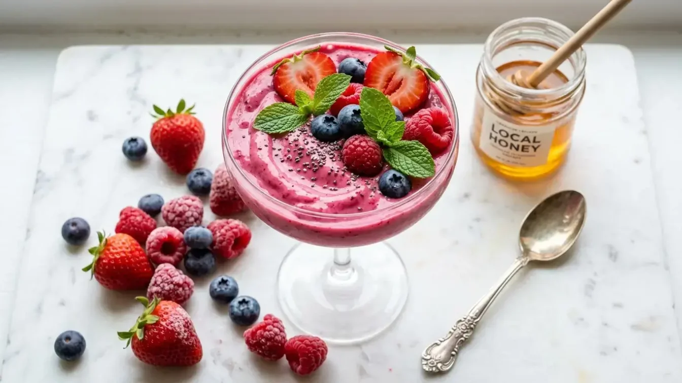 Nice Cream aux fruits rouges avec banane congelée
