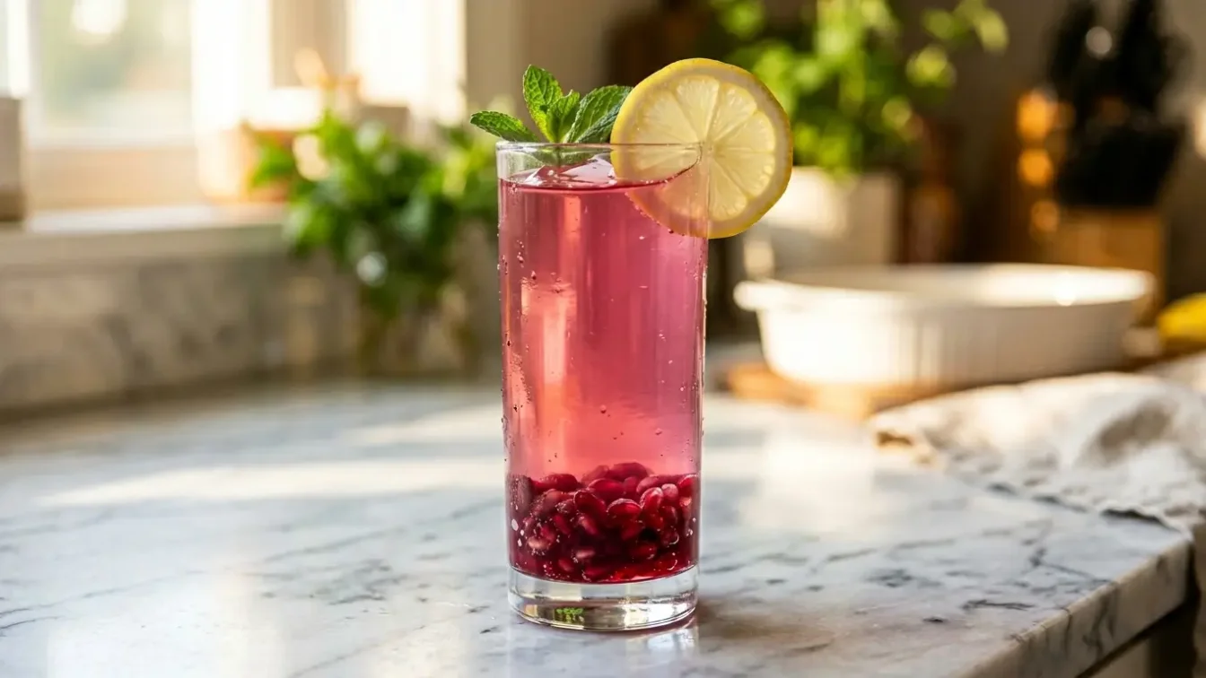 Pink gelatin trick aux fruits rouges ou hibiscus servi frais