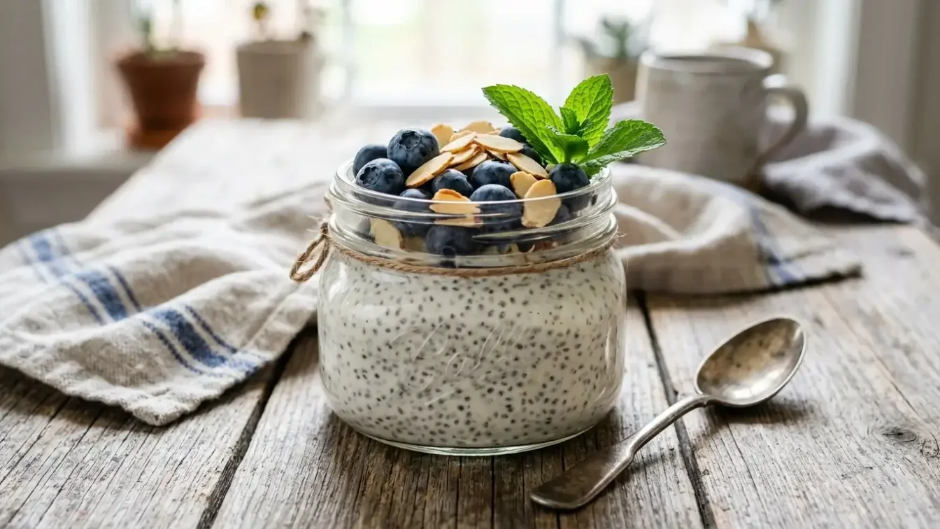 Pudding chia vanille au yaourt grec préparé la veille