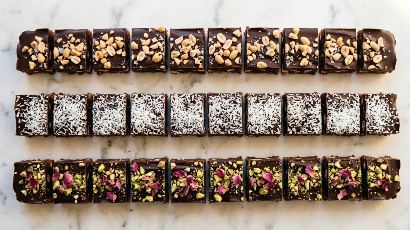 Trois recettes de snickers maison aux dattes avec cacahuète coco et pistache
